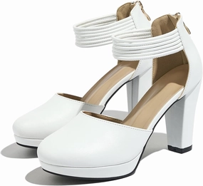 Closed Toe Heels Platform Heels Ankle Strap Dress Shoes for Women