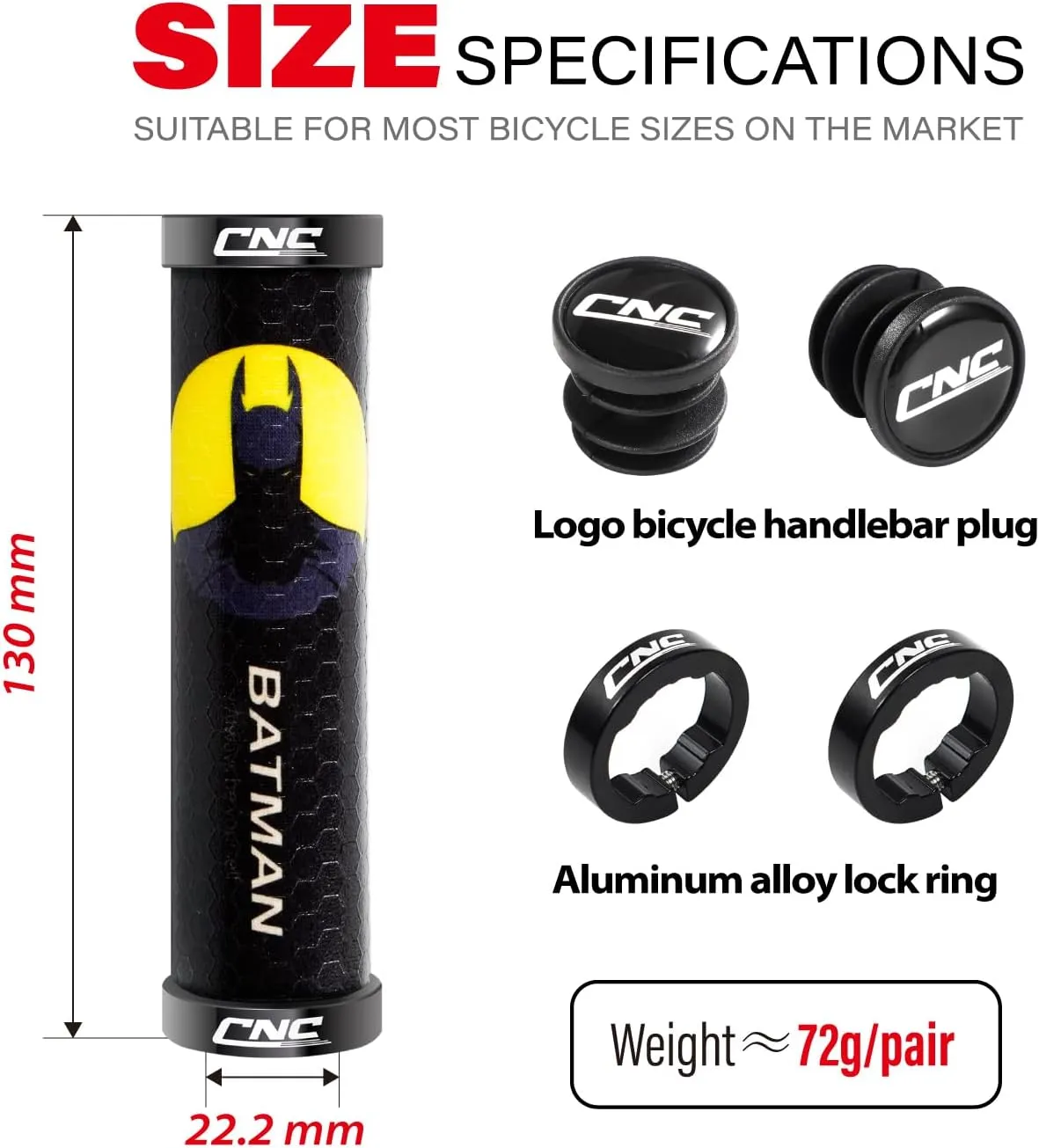 CNC Mountain Bike Handlebar Grips,Silicone Bike Grips for MTB/BMX/Bicycle-Double Lock on Locking Design Bicycle Handlebar Grips.