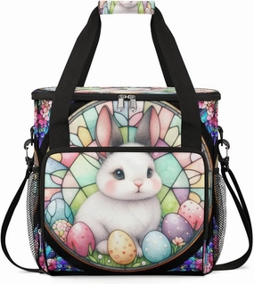 Coffee Maker Carring Bag Stained Glass Easter Travel Carrying Storage Tote Bag Compatible with Keurig K-Mini or K-Mini Plus Portable Single Serve Coffee Brewer Case with Pockets for K-cup Pods