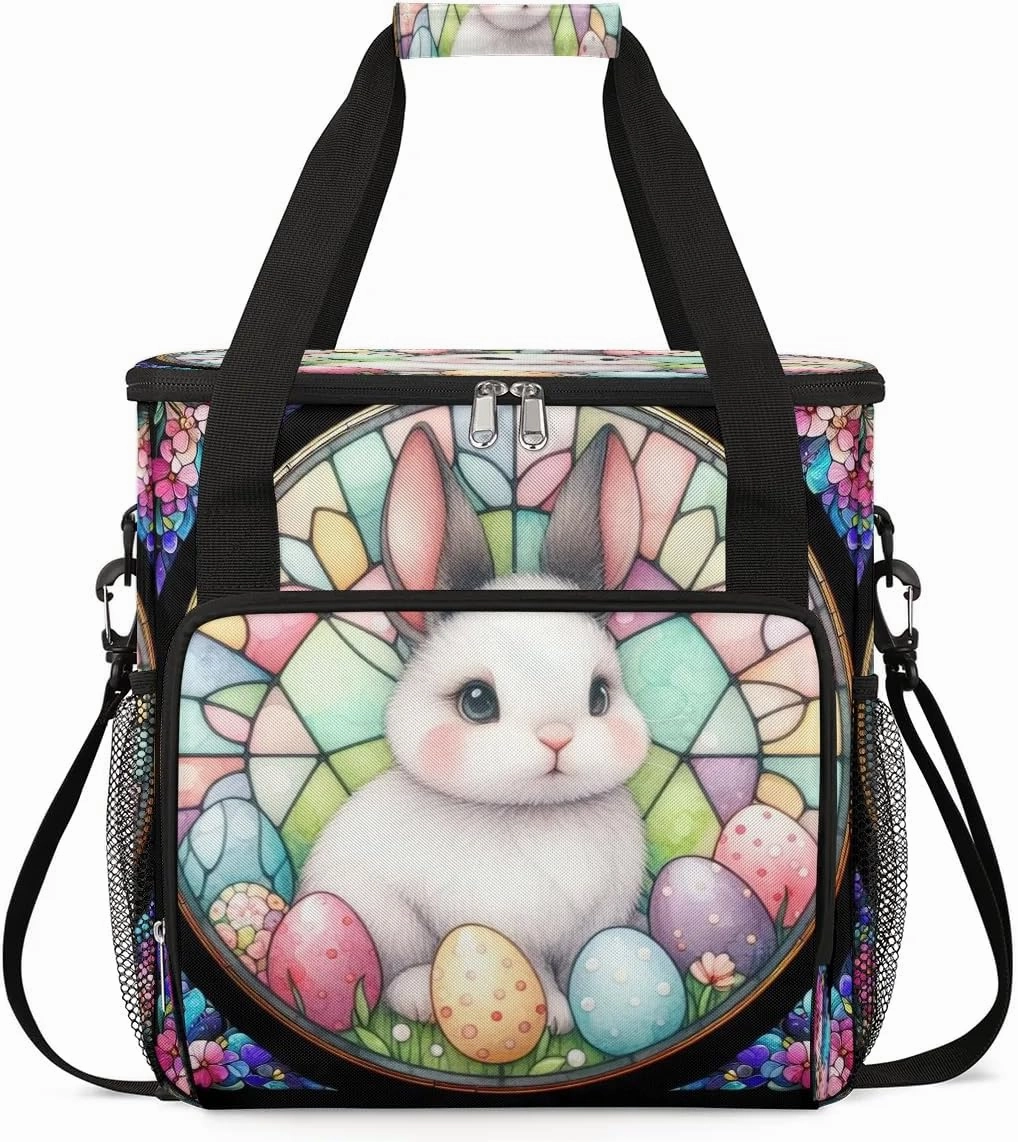 Coffee Maker Carring Bag Stained Glass Easter Travel Carrying Storage Tote Bag Compatible with Keurig K-Mini or K-Mini Plus Portable Single Serve Coffee Brewer Case with Pockets for K-cup Pods