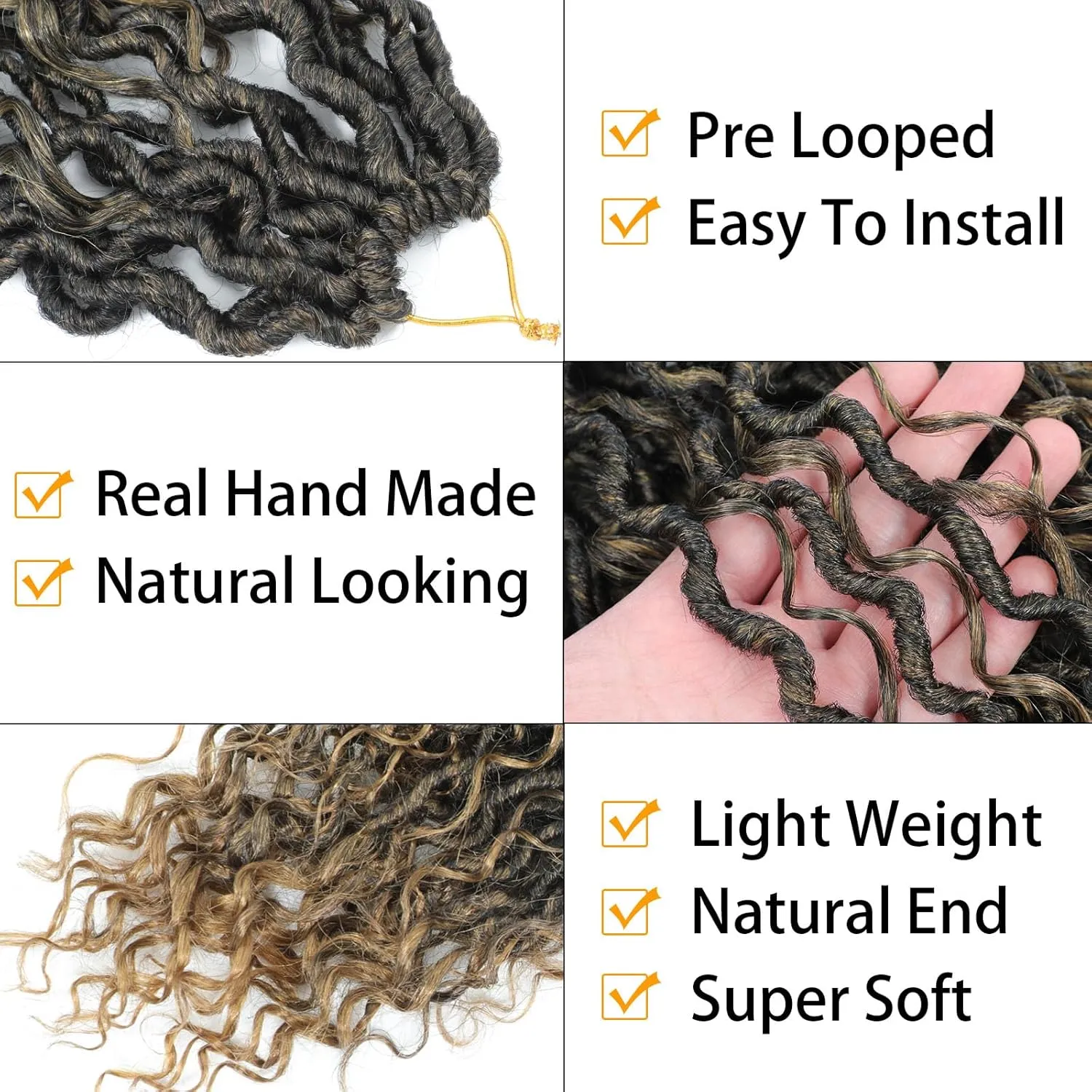 Col Bling 14 Inch 8 Packs Goddess Locs Crochet Hair Ombre Faux Locs Crochet Hair for Women Pre Looped Boho River Locs Hair with Curly Ends Synthetic (#T27)