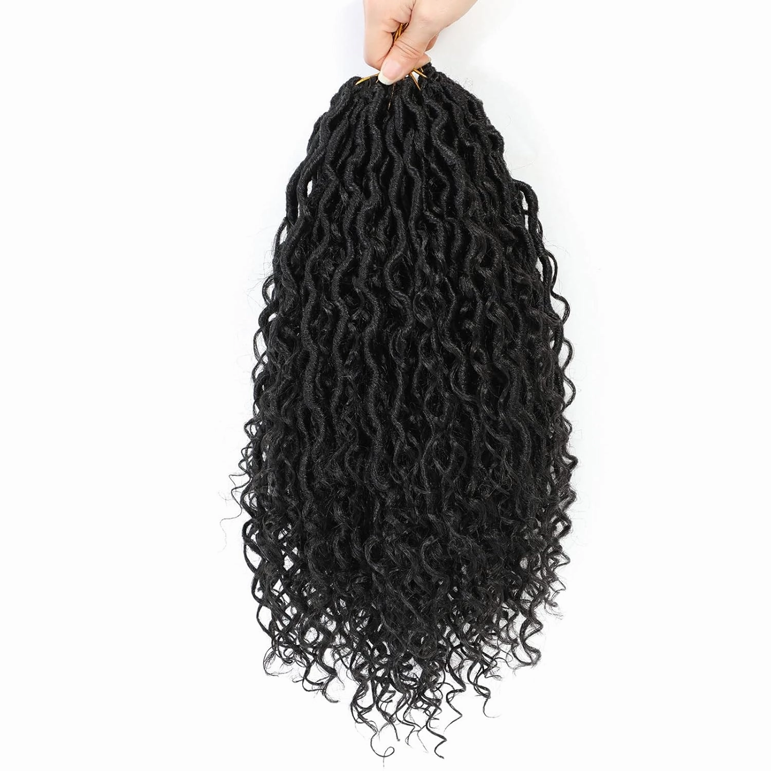 Col Bling 12 Inch 8 Packs Goddess Locs Crochet Hair Faux Locs Crochet Hair for Women Pre Looped River Locs Hair with Curly Ends Synthetic (12 Inch 8 Packs, #1B)