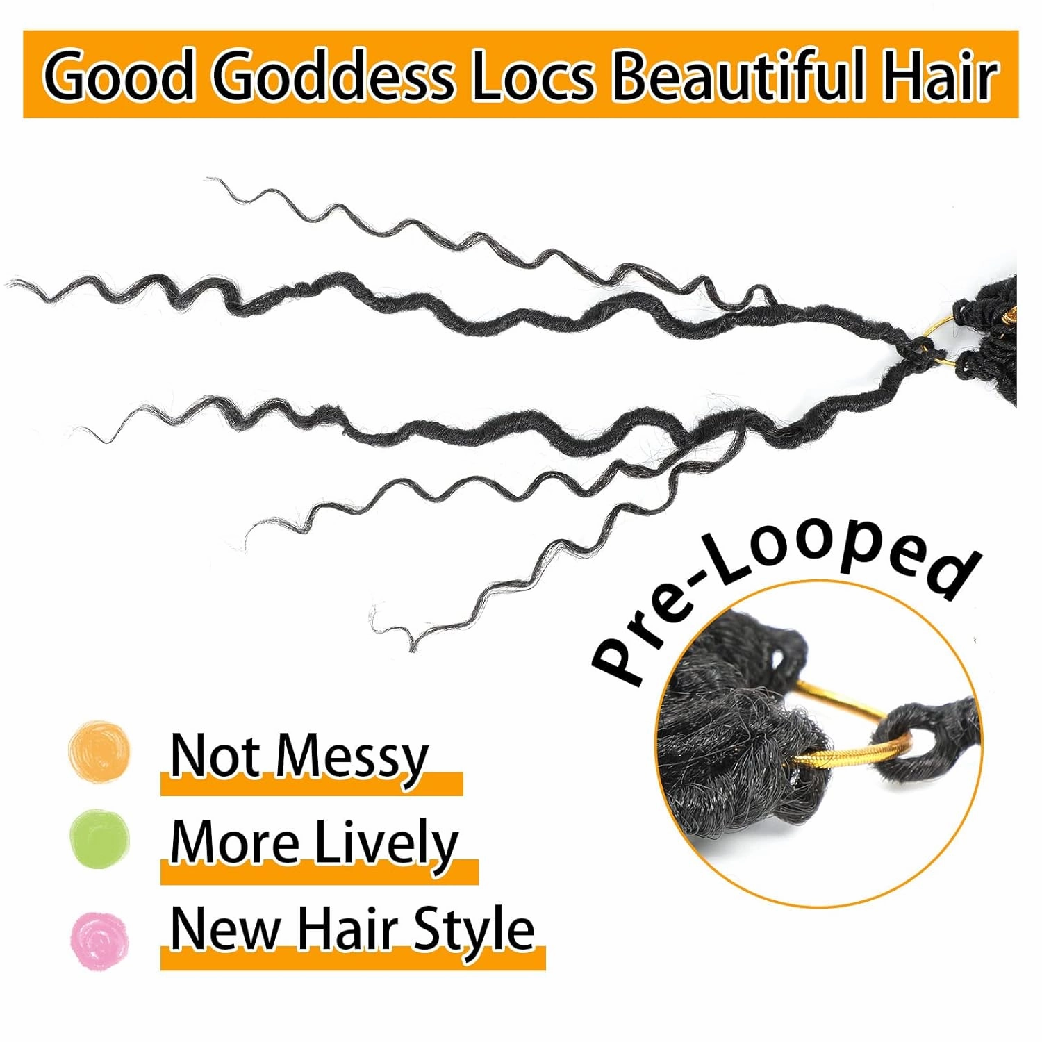 Col Bling 12 Inch 8 Packs Goddess Locs Crochet Hair Faux Locs Crochet Hair for Women Pre Looped River Locs Hair with Curly Ends Synthetic (12 Inch 8 Packs, #1B)