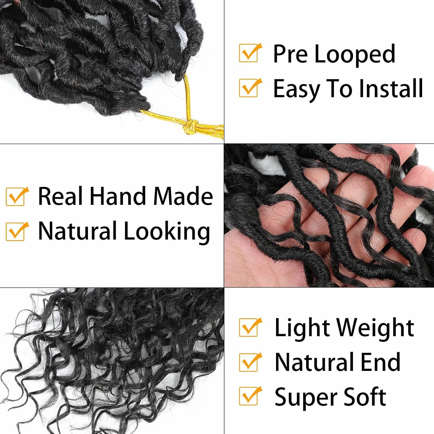 Col Bling 12 Inch 8 Packs Goddess Locs Crochet Hair Faux Locs Crochet Hair for Women Pre Looped River Locs Hair with Curly Ends Synthetic (12 Inch 8 Packs, #1B)