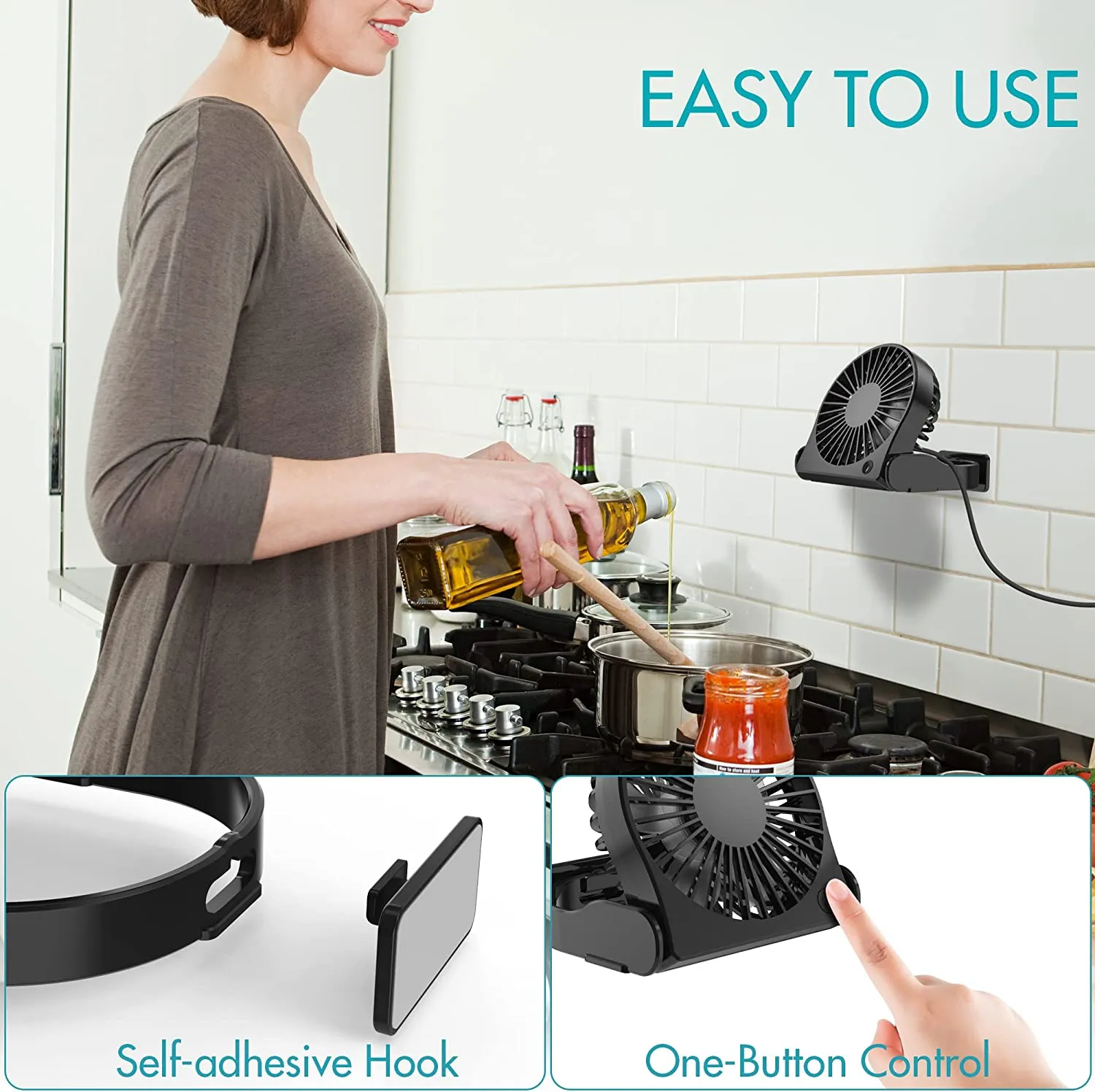 COMLIFE USB Desk Fan, USB Powered Personal Fan - Small, Mini Table Fan for Home Office Travel More, Powerful and Quiet Operation