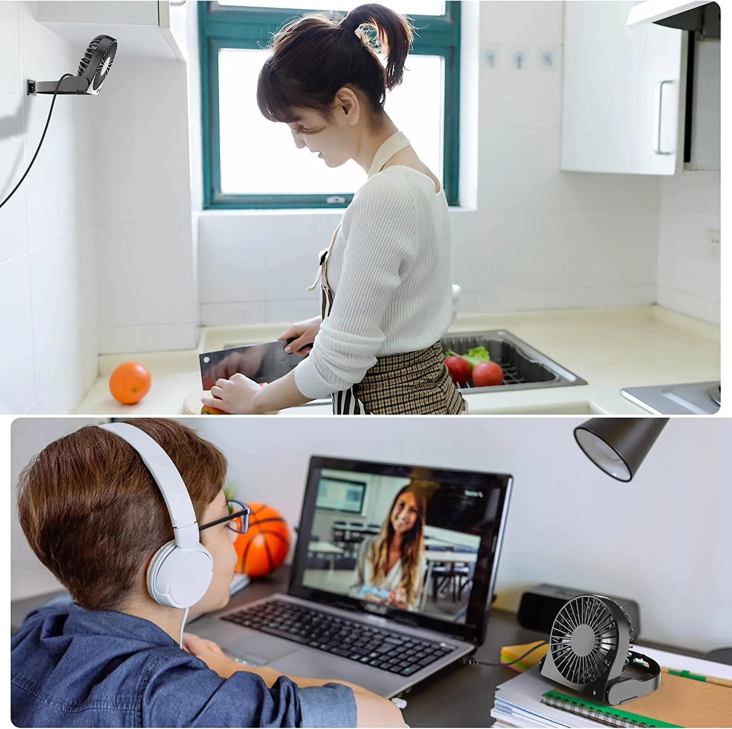 COMLIFE USB Desk Fan, USB Powered Personal Fan - Small, Mini Table Fan for Home Office Travel More, Powerful and Quiet Operation