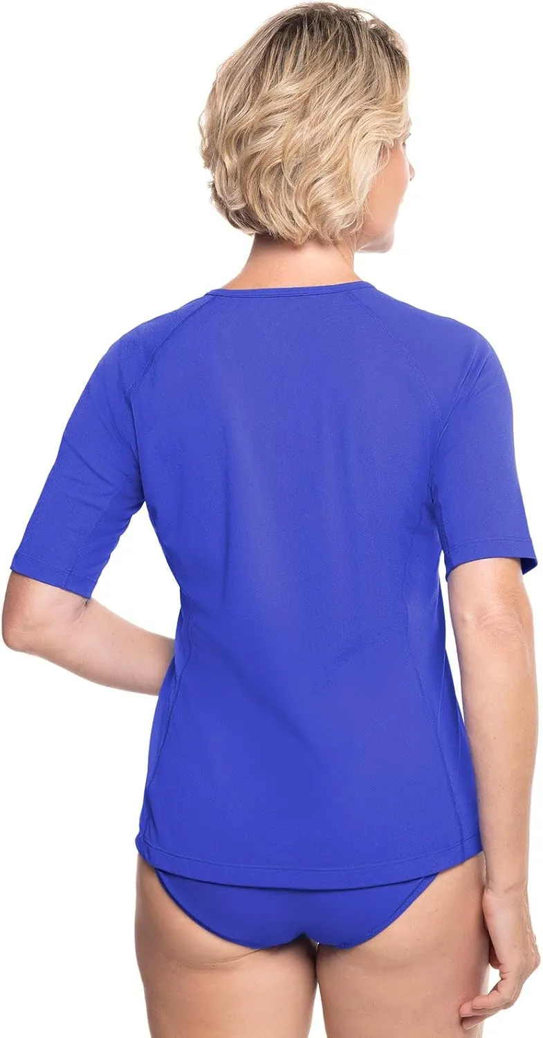 Coolibar UPF 50  Women's Hightide Short Sleeve Swim Shirt - Sun Protective