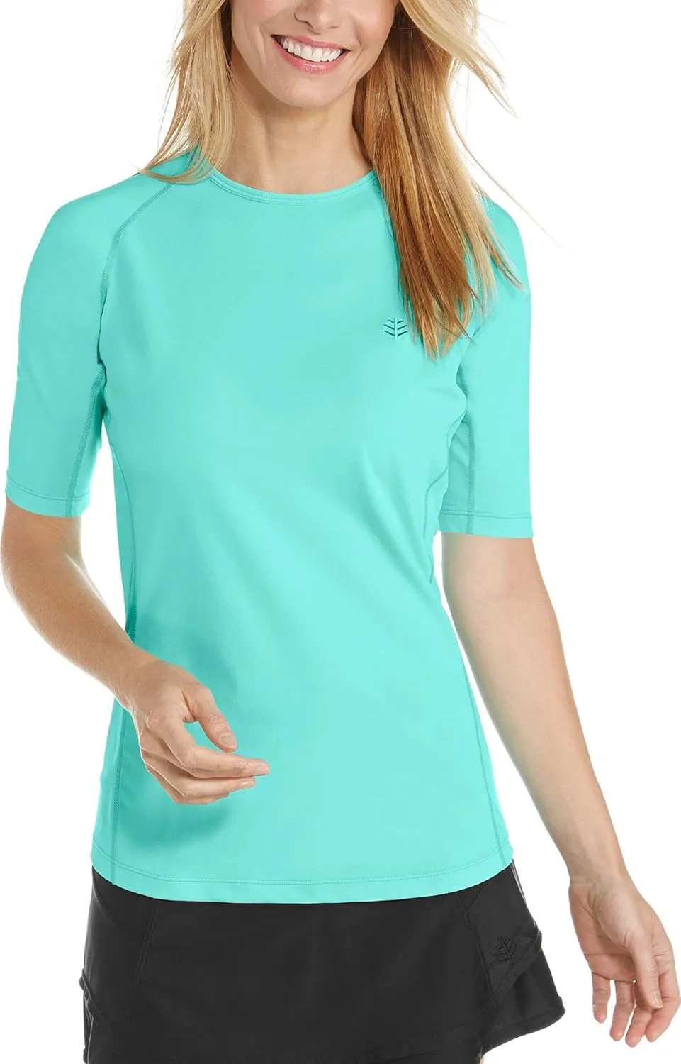 Coolibar UPF 50  Women's Hightide Short Sleeve Swim Shirt - Sun Protective