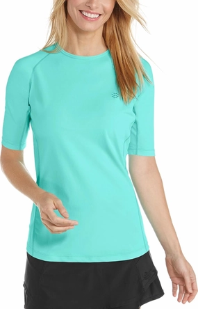 Coolibar UPF 50  Women's Hightide Short Sleeve Swim Shirt - Sun Protective