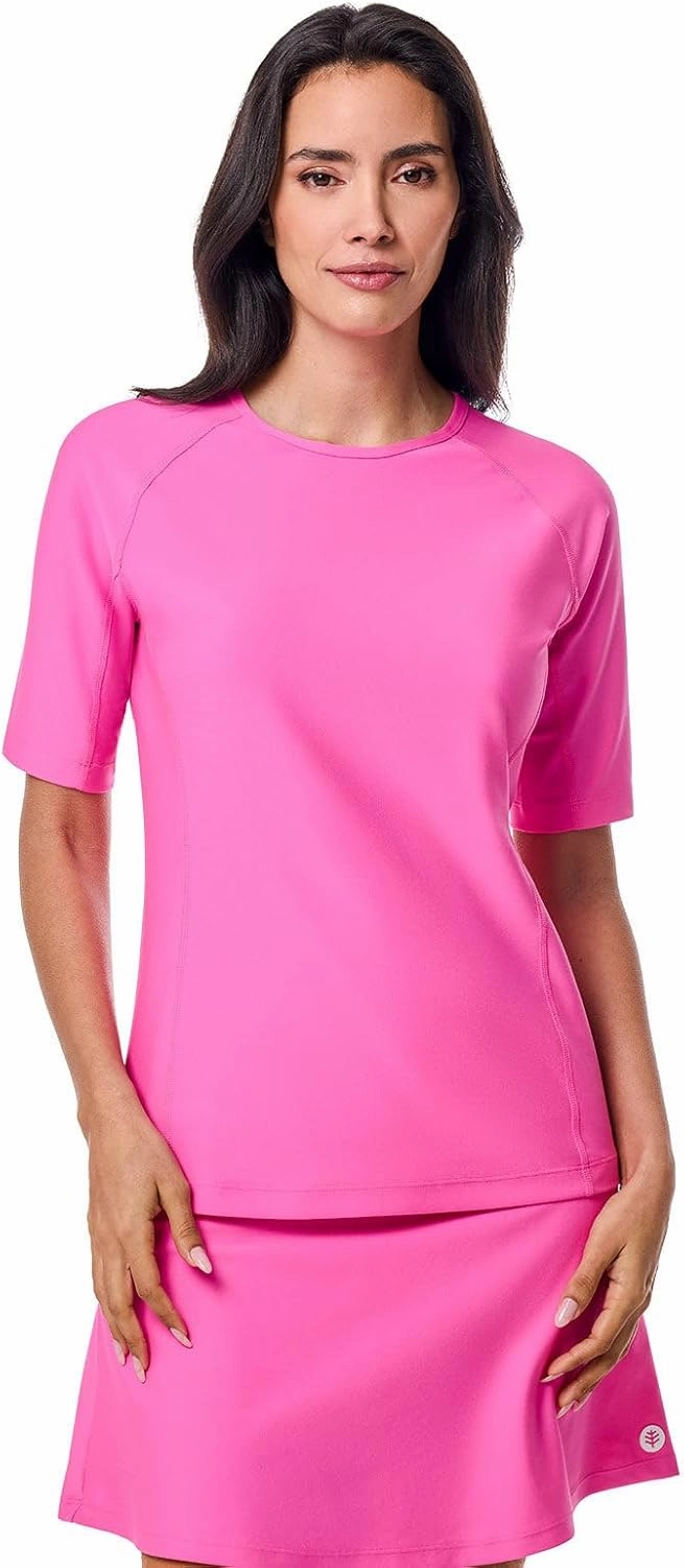 Coolibar UPF 50  Women's Hightide Short Sleeve Swim Shirt - Sun Protective
