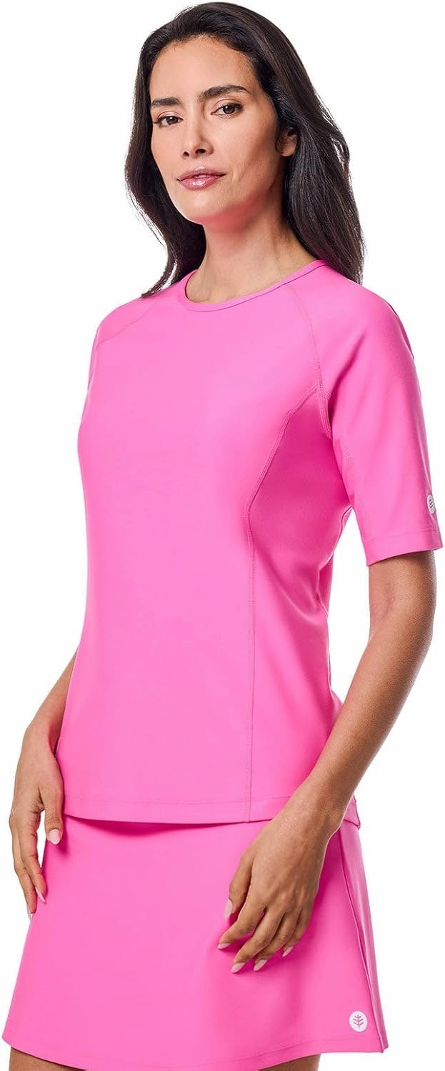 Coolibar UPF 50  Women's Hightide Short Sleeve Swim Shirt - Sun Protective