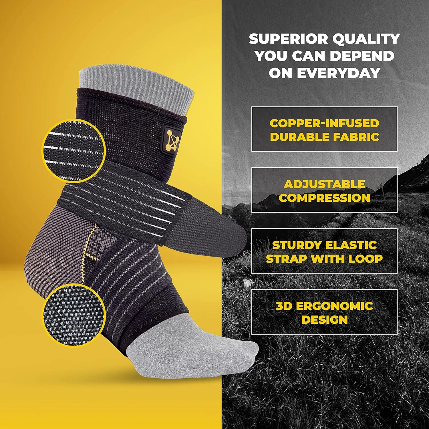 Copperfit Compression Ankle Brace for Women Support, Durable Design Foot and Ankle Support for Women & Men Ideal to Support for Sports, Running, Comfortable Fit, Breathable Material - Small