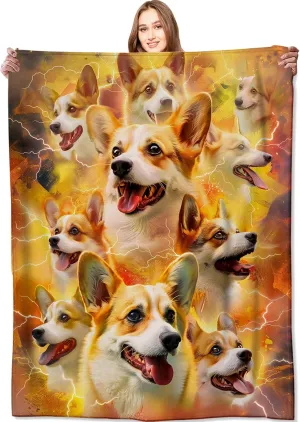 Corgi Power Blanket Fiery Energetic Puppy Dog Throw Blankets,Birthday Gifts for Kids Adult & Pet Lovers,Lightweight Soft Fleece,for Sofa Couch Bed Room Modern Decor 40x50in