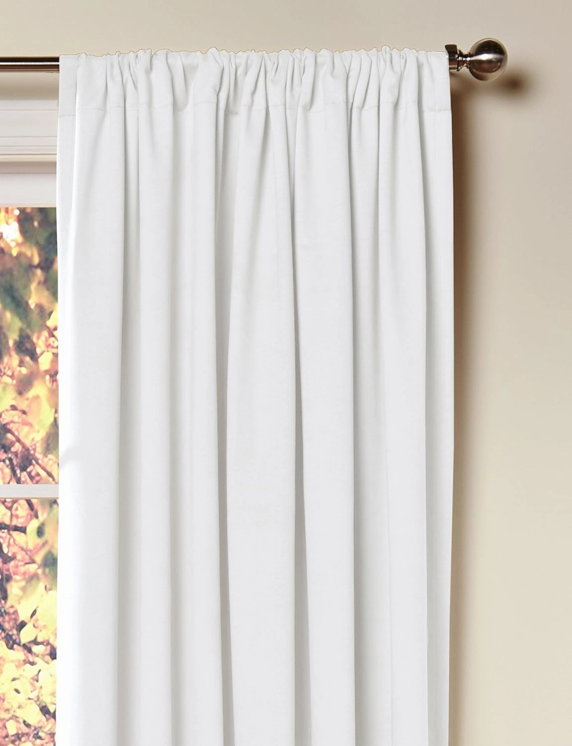 COTTON CRAFT White Curtain - Window Panel - Set of 2 Drapes - Thick Cotton Duck Fabric Reverse Tab Top Window Treatment - Bonus Tie Backs - Clean Crisp Elegant Look - Bedroom Living Room - 50 W x 63 L