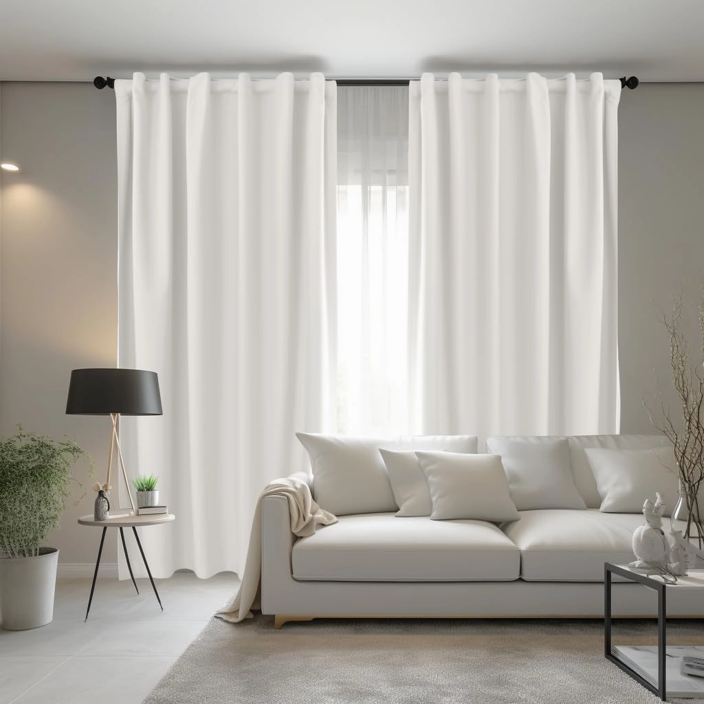 COTTON CRAFT White Curtain - Window Panel - Set of 2 Drapes - Thick Cotton Duck Fabric Reverse Tab Top Window Treatment - Bonus Tie Backs - Clean Crisp Elegant Look - Bedroom Living Room - 50 W x 63 L