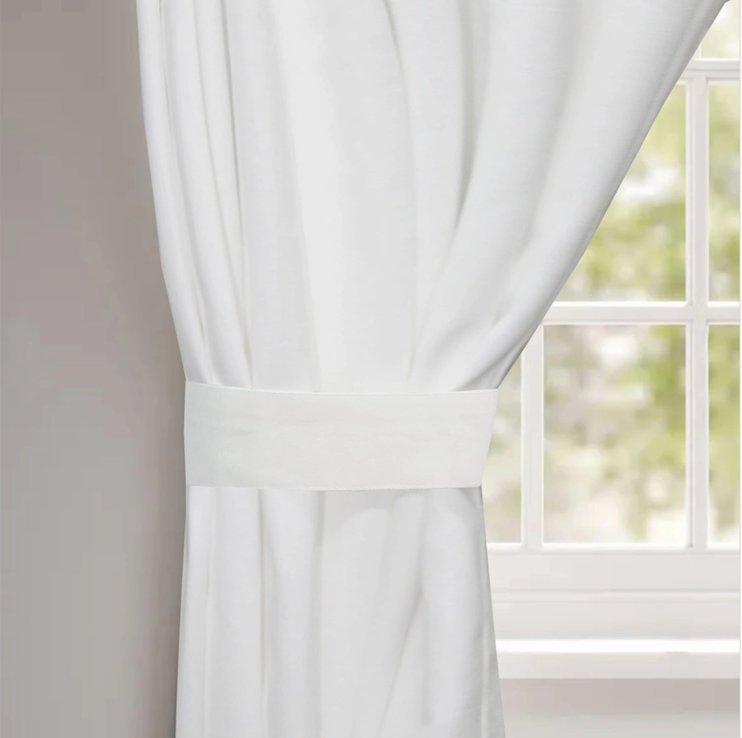 COTTON CRAFT White Curtain - Window Panel - Set of 2 Drapes - Thick Cotton Duck Fabric Reverse Tab Top Window Treatment - Bonus Tie Backs - Clean Crisp Elegant Look - Bedroom Living Room - 50 W x 63 L