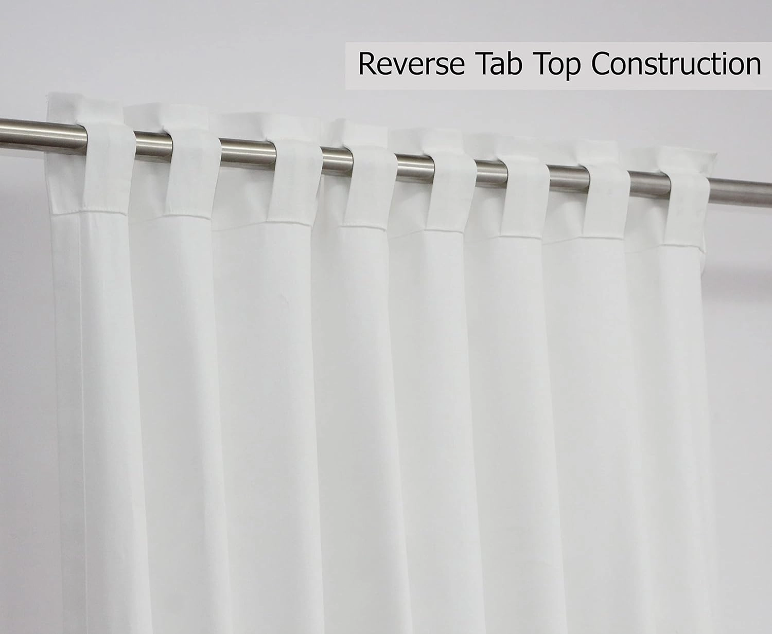 COTTON CRAFT White Curtain - Window Panel - Set of 2 Drapes - Thick Cotton Duck Fabric Reverse Tab Top Window Treatment - Bonus Tie Backs - Clean Crisp Elegant Look - Bedroom Living Room - 50 W x 63 L
