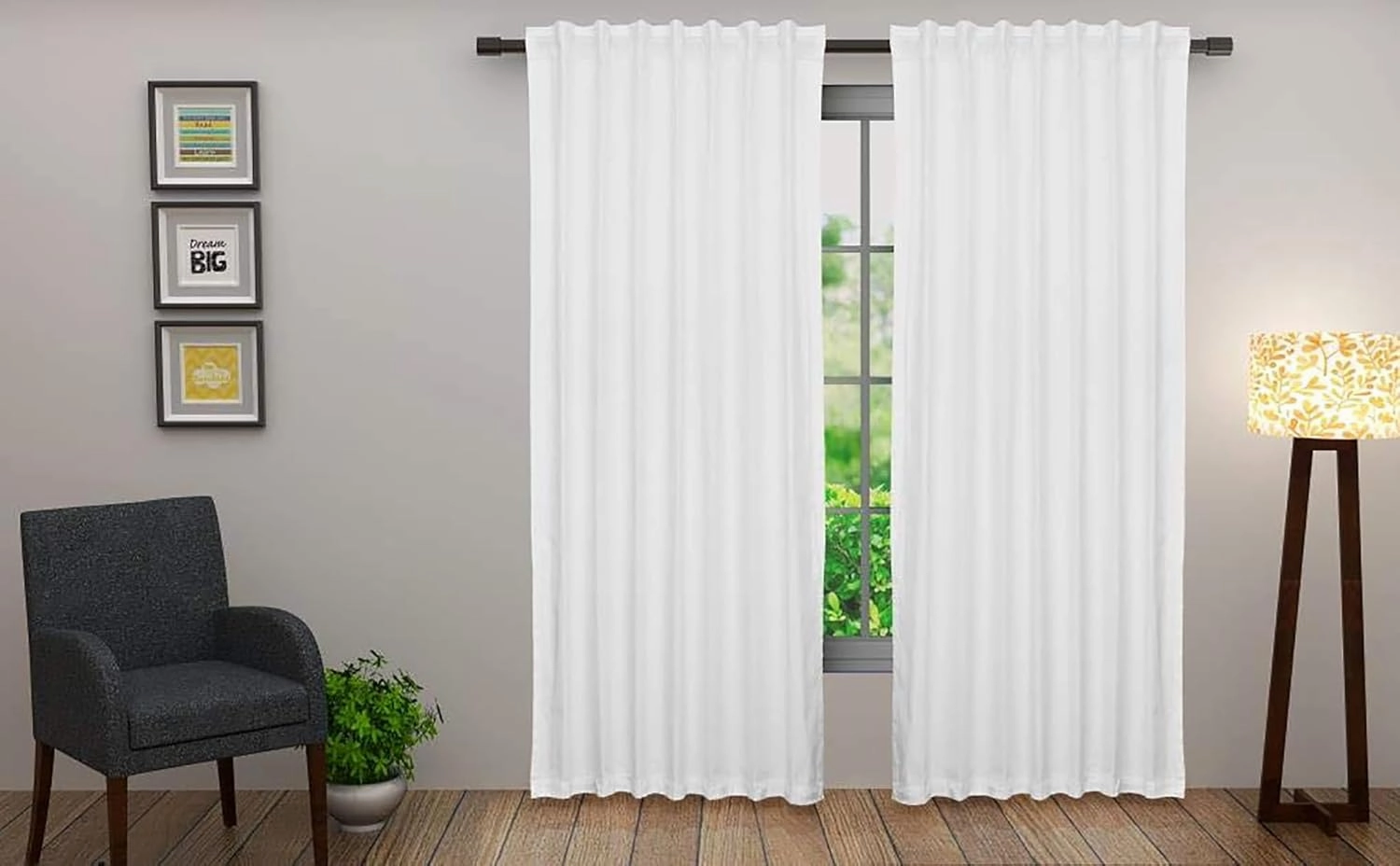 COTTON CRAFT White Curtain - Window Panel - Set of 2 Drapes - Thick Cotton Duck Fabric Reverse Tab Top Window Treatment - Bonus Tie Backs - Clean Crisp Elegant Look - Bedroom Living Room - 50 W x 63 L