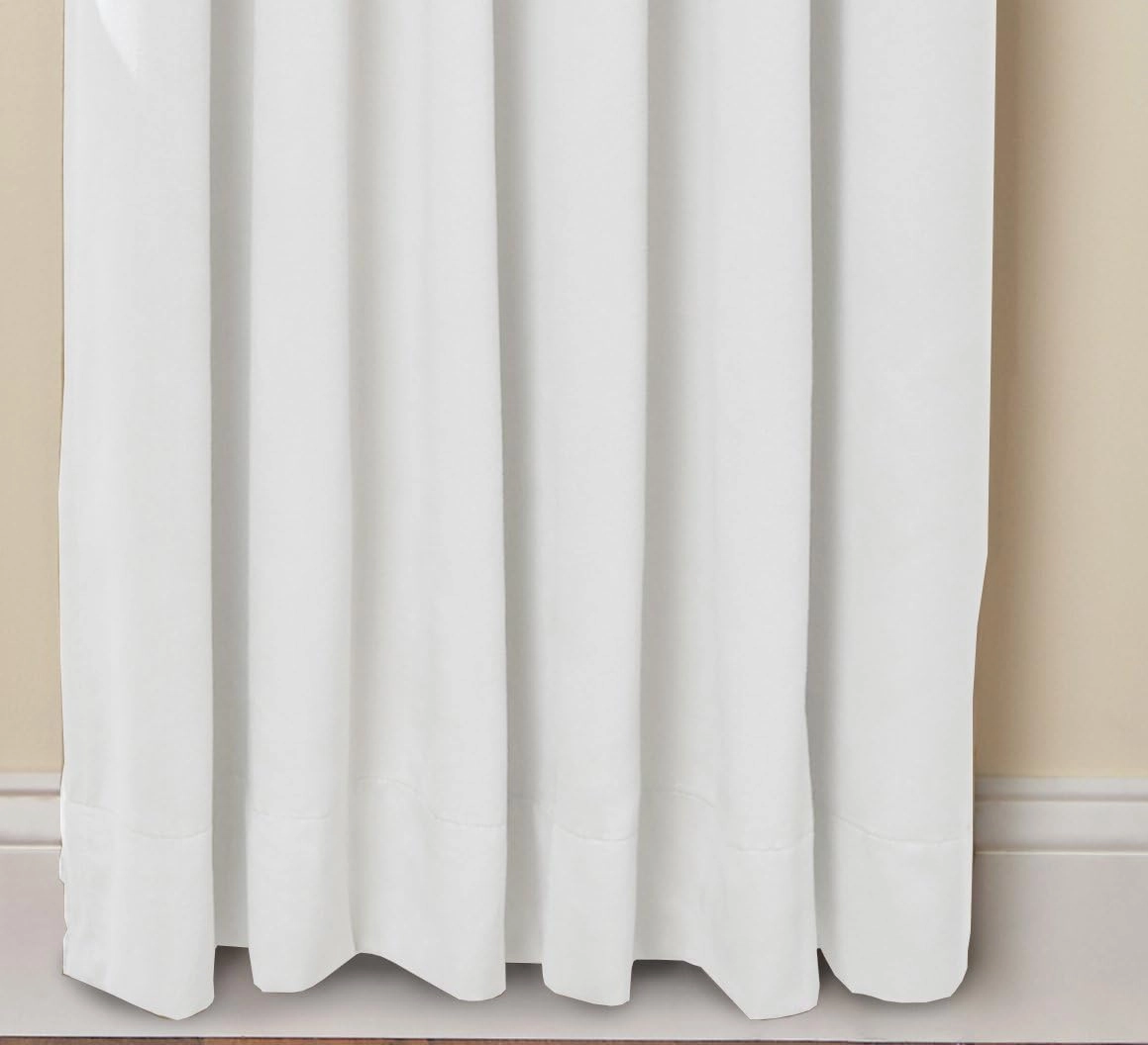 COTTON CRAFT White Curtain - Window Panel - Set of 2 Drapes - Thick Cotton Duck Fabric Reverse Tab Top Window Treatment - Bonus Tie Backs - Clean Crisp Elegant Look - Bedroom Living Room - 50 W x 63 L
