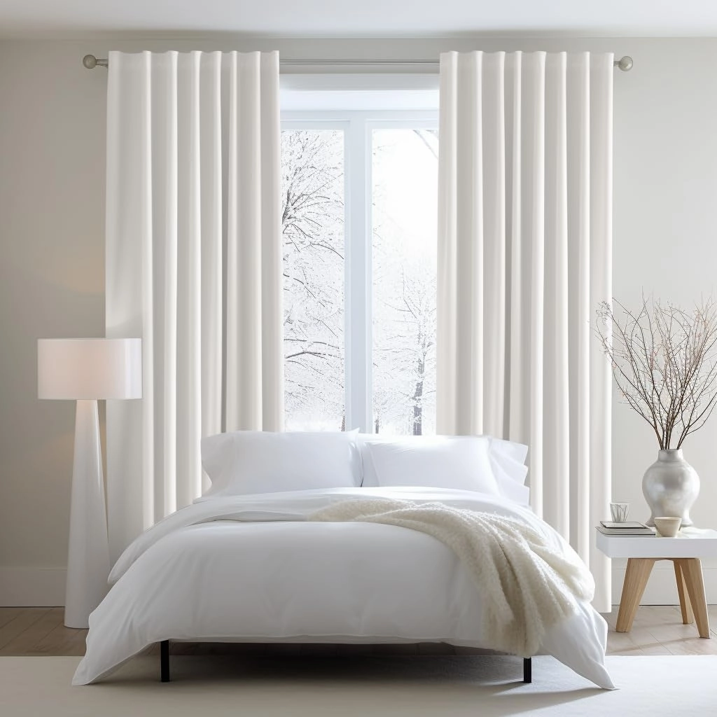 COTTON CRAFT White Curtain - Window Panel - Set of 2 Drapes - Thick Cotton Duck Fabric Reverse Tab Top Window Treatment - Bonus Tie Backs - Clean Crisp Elegant Look - Bedroom Living Room - 50 W x 63 L