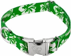 Country Brook Petz - Premium Kelly Green Hawaiian Dog Collar - Summer Breeze Collection Featuring Sunny Designs (1 Inch, Large)