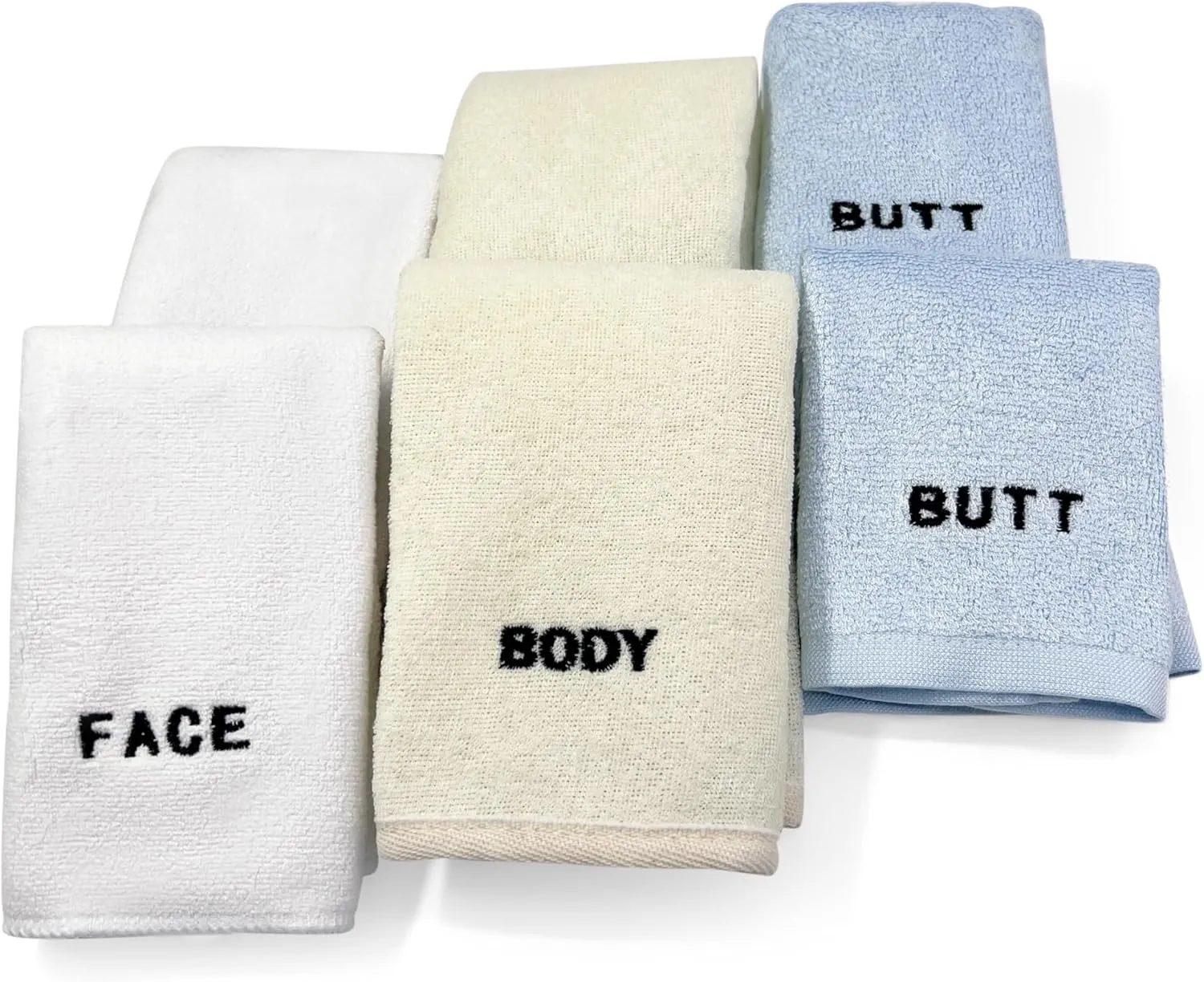 Crafty Cloth 6-Piece Washcloth Set – Face, Body, Butt Cloths | 3 Distinct Textures | Ultra-Soft, Rigid Exfoliation, and Hygiene Cloths for Sensitive Areas | 12x12 | Blue