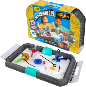 Crayola Colourwhirls Battle Arena Set, Includes 4 String Launch Gyro Spinning Top Art Toys, 4 Washable Markers, Toys & Games for Kids, Ages 6 