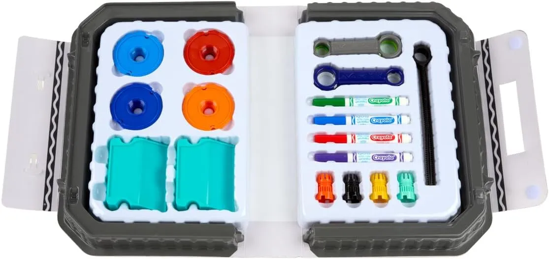 Crayola Colourwhirls Battle Arena Set, Includes 4 String Launch Gyro Spinning Top Art Toys, 4 Washable Markers, Toys & Games for Kids, Ages 6 