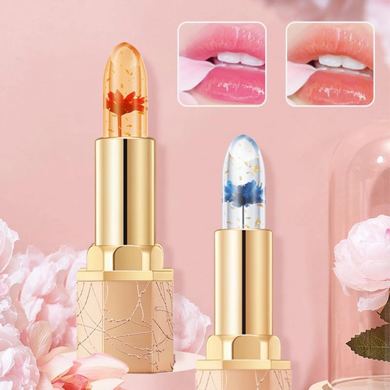 Crystal Flower Temp - Change Jelly Lipstick | Thousand - Color Lip Magic | Hydrating Tinted Lipstick | Glossy Shiny Finish | Long Lasting & Waterproof Lipsticks (2 PCS - Blue Fairy   Rose)