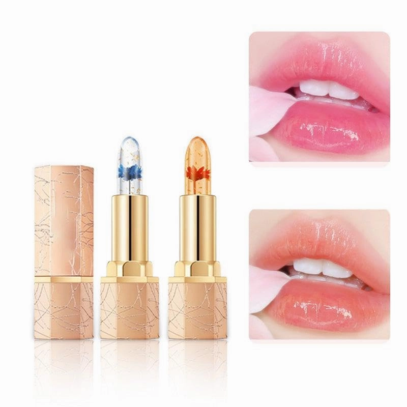 Crystal Flower Temp - Change Jelly Lipstick | Thousand - Color Lip Magic | Hydrating Tinted Lipstick | Glossy Shiny Finish | Long Lasting & Waterproof Lipsticks (2 PCS - Blue Fairy   Rose)