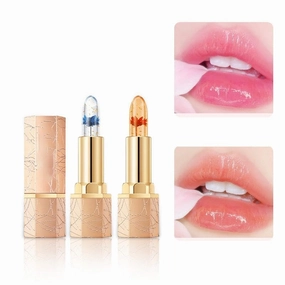 Crystal Flower Temp - Change Jelly Lipstick | Thousand - Color Lip Magic | Hydrating Tinted Lipstick | Glossy Shiny Finish | Long Lasting & Waterproof Lipsticks (2 PCS - Blue Fairy   Rose)