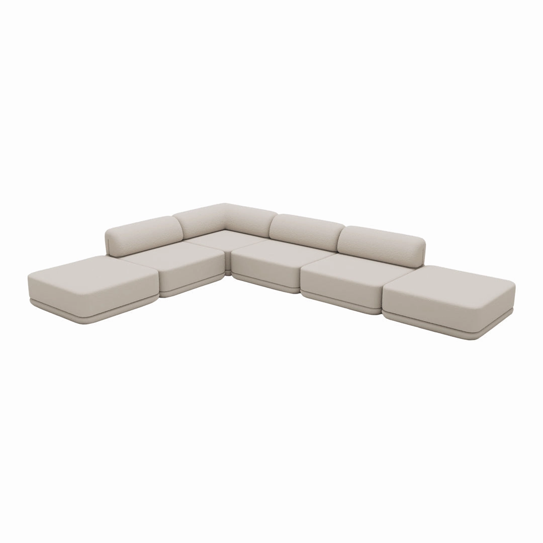 Cube Modular Sofa - Corner, Lounge, & Ottoman Setup