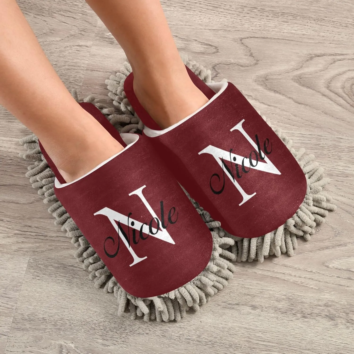 Custom Mop Slippers for Floor Cleaning Personalized Washable Microfiber Cleaning Mop Slippers