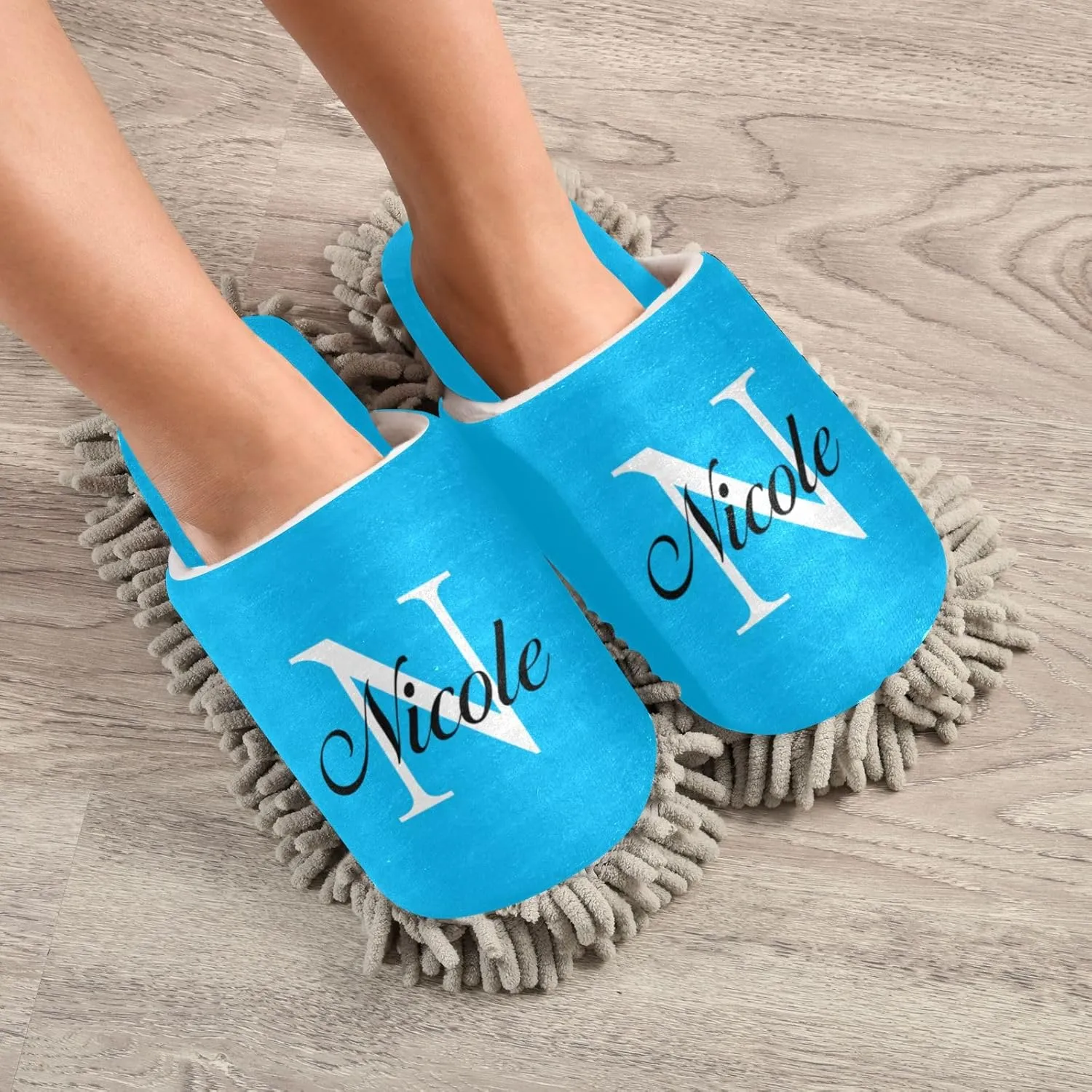Custom Mop Slippers for Floor Cleaning Personalized Washable Microfiber Cleaning Mop Slippers