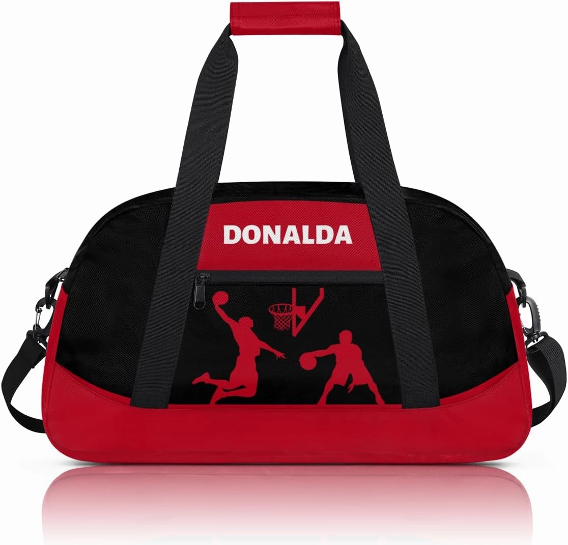 Custom Mini Gym Duffel Bag for Women Men Personalized Basketball Print Waterproof Carry On Weekender Bag