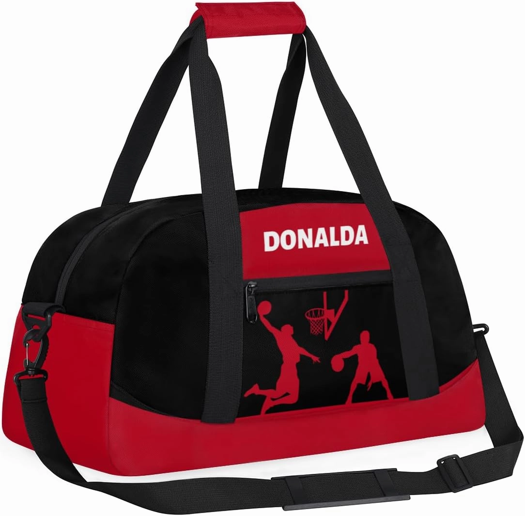 Custom Mini Gym Duffel Bag for Women Men Personalized Basketball Print Waterproof Carry On Weekender Bag