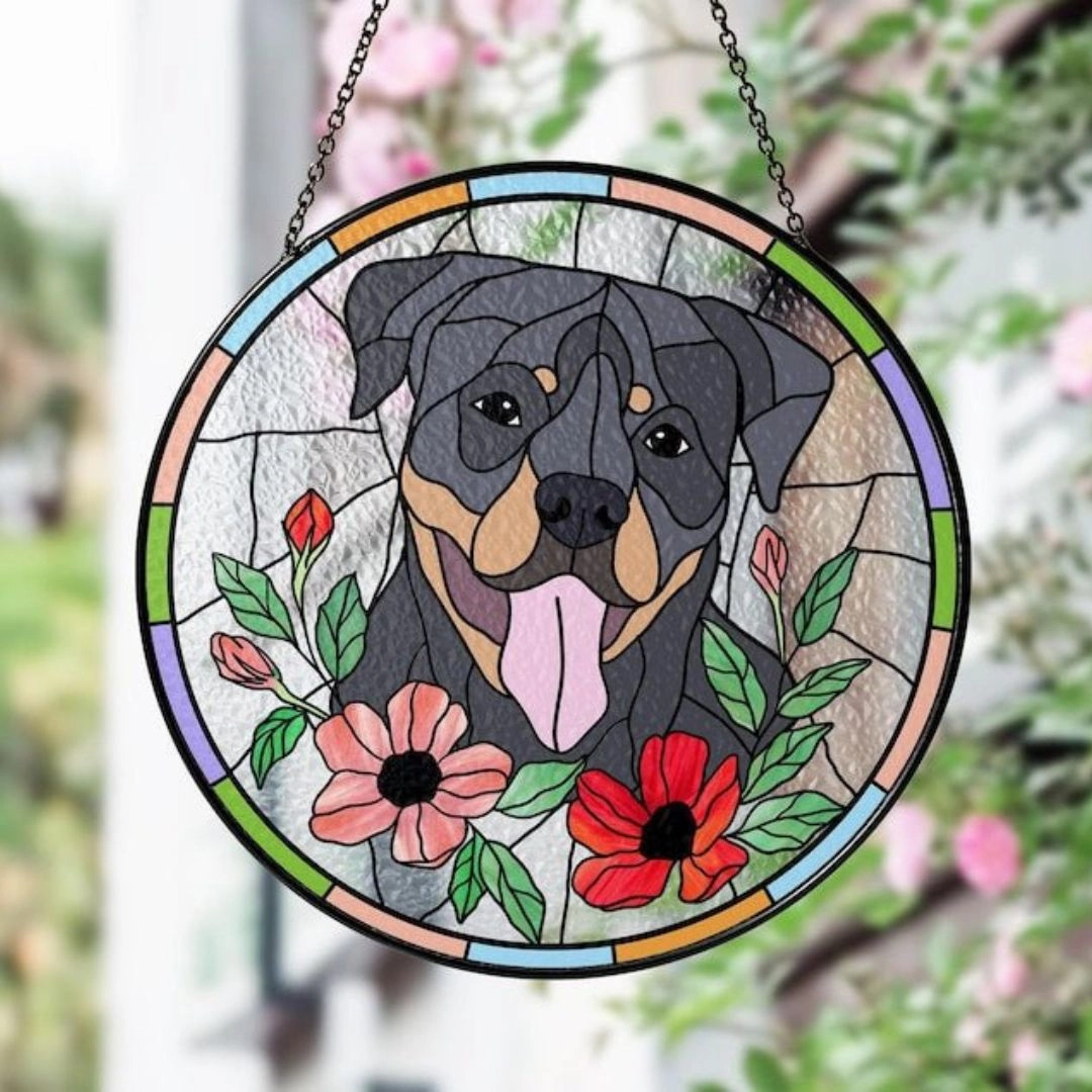 Custom Pet Portrait Glass Suncatcher, Dog Cat Glass Art, Pet Window Hangings, Pet Portrait From Photo, Pet Memorial Gift, Pet Lover Gift