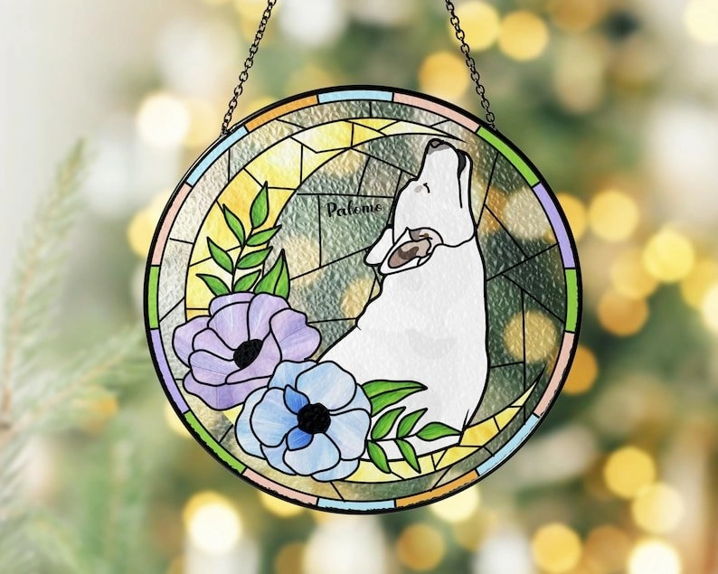 Custom Pet Portrait Glass Suncatcher, Dog Cat Glass Art, Pet Window Hangings, Pet Portrait From Photo, Pet Memorial Gift, Pet Lover Gift