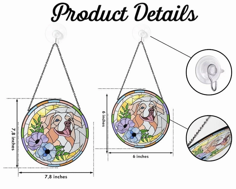 Custom Pet Portrait Glass Suncatcher, Dog Cat Glass Art, Pet Window Hangings, Pet Portrait From Photo, Pet Memorial Gift, Pet Lover Gift