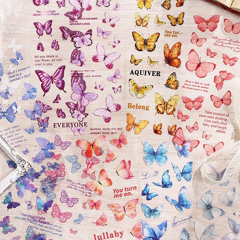 CYLG606 - sticker colorful wings streamer series butterfly cutting film hand account pet creative hand account material sticker