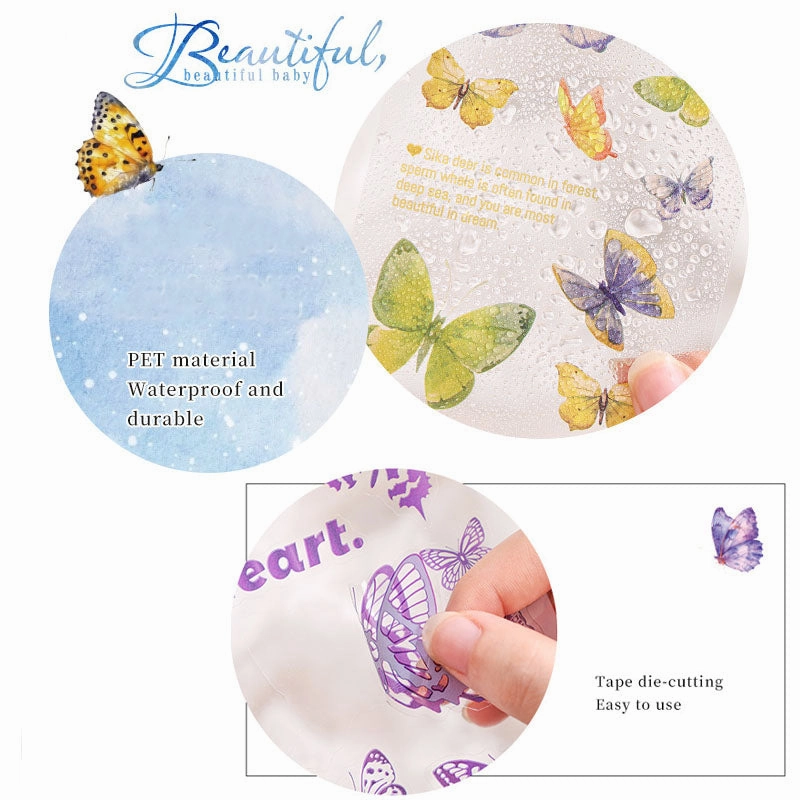 CYLG606 - sticker colorful wings streamer series butterfly cutting film hand account pet creative hand account material sticker