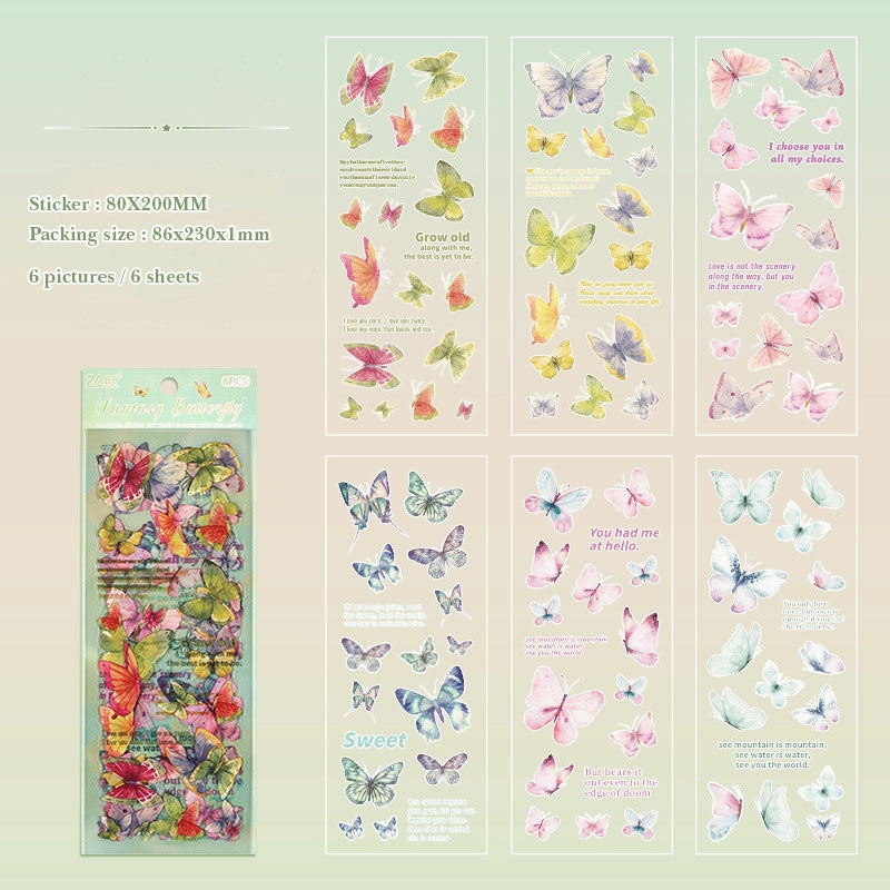 CYLG606 - sticker colorful wings streamer series butterfly cutting film hand account pet creative hand account material sticker