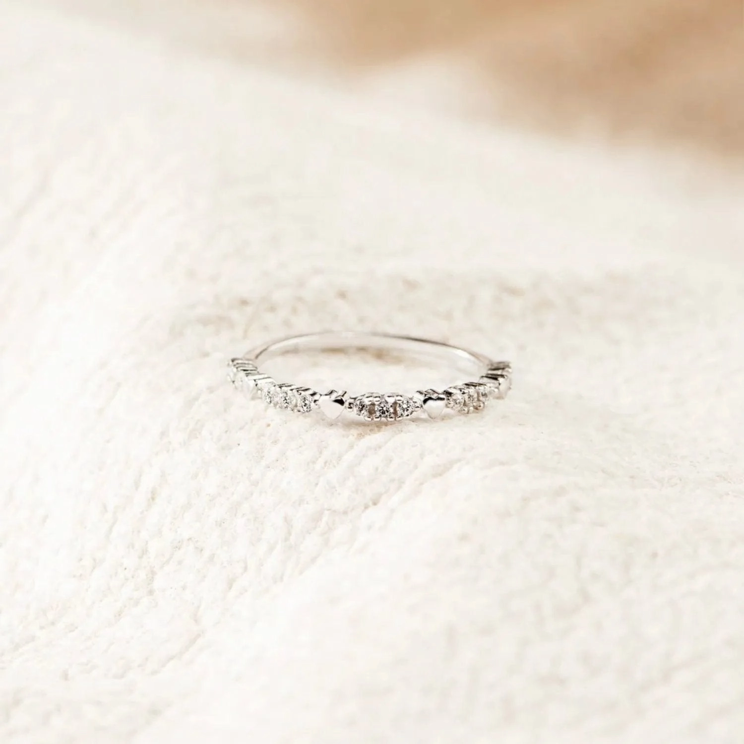 Dainty Cubic Zirconia Stacking Ring - 18K Gold Plated or 925 Sterling Silver