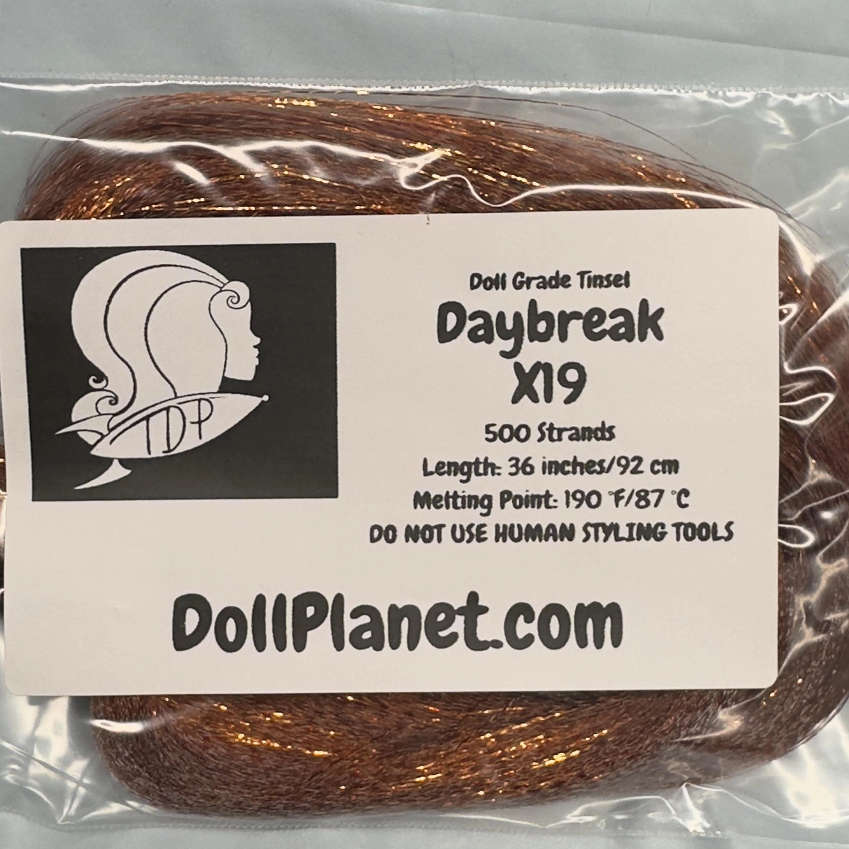 Daybreak X19 Orange Doll Grade Tinsel Shiny Doll Hair