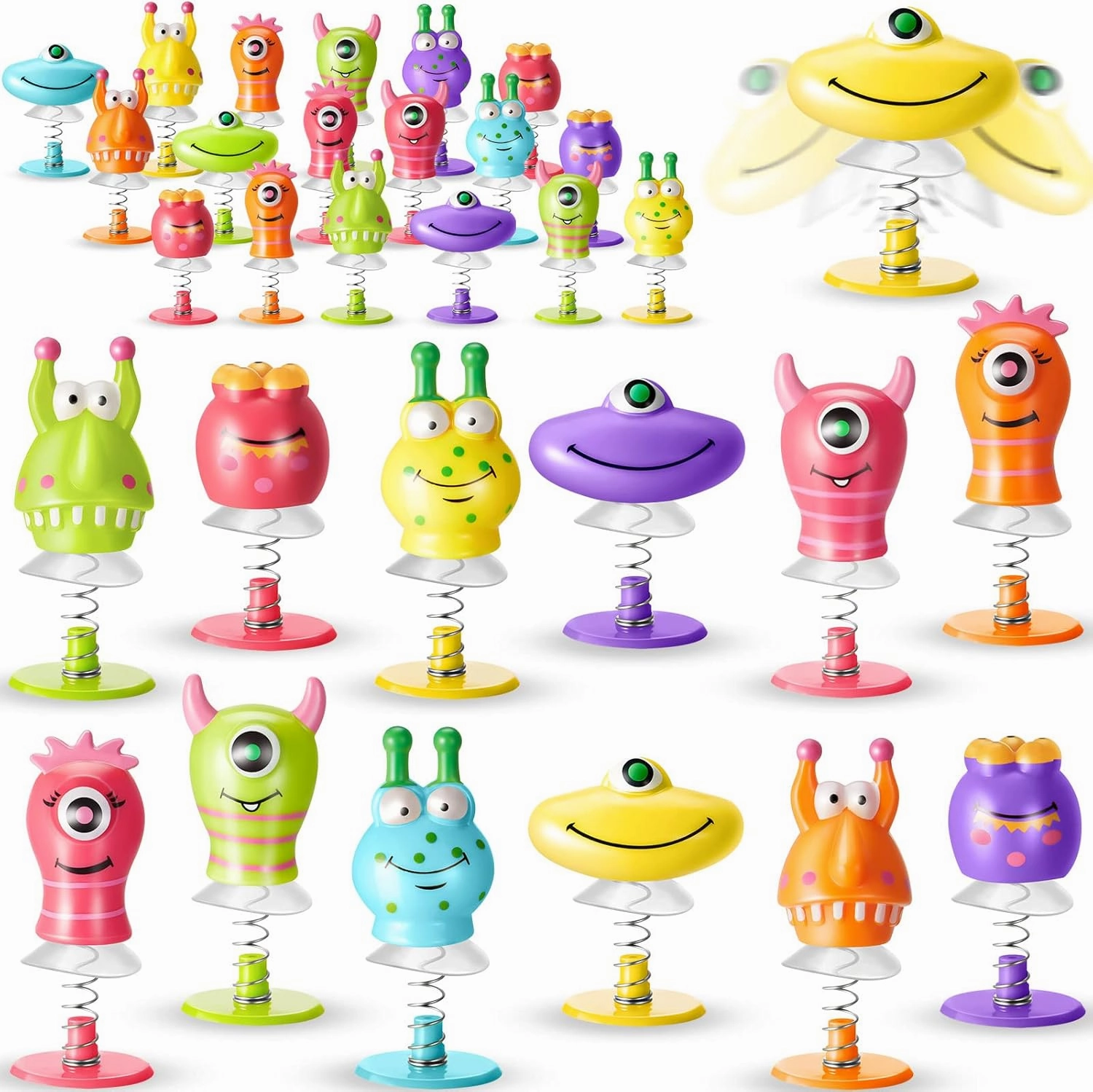 Deekin 48-piece Big Eye Animal Spring Launcher Toy Set - Bouncy Jumping Toys for Boys and Girls, Suitable for Classroom Prizes and Goodie Bag Fillers, Includes 6 Styles