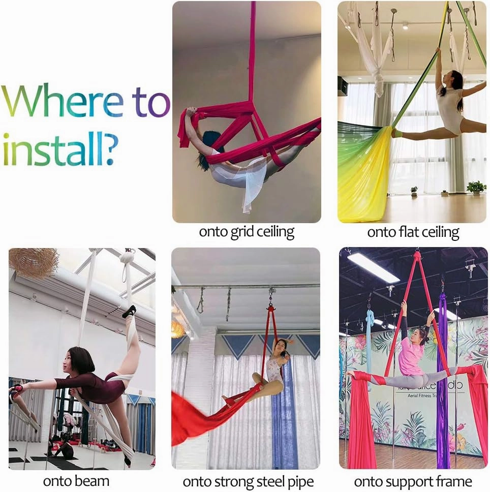 Deluxe Aerial Silks Equipment Set - 11 Yards Aerial Yoga Hammock Swing for Acrobatic, Circus Arts, Dance (L:10m W:2.8m)