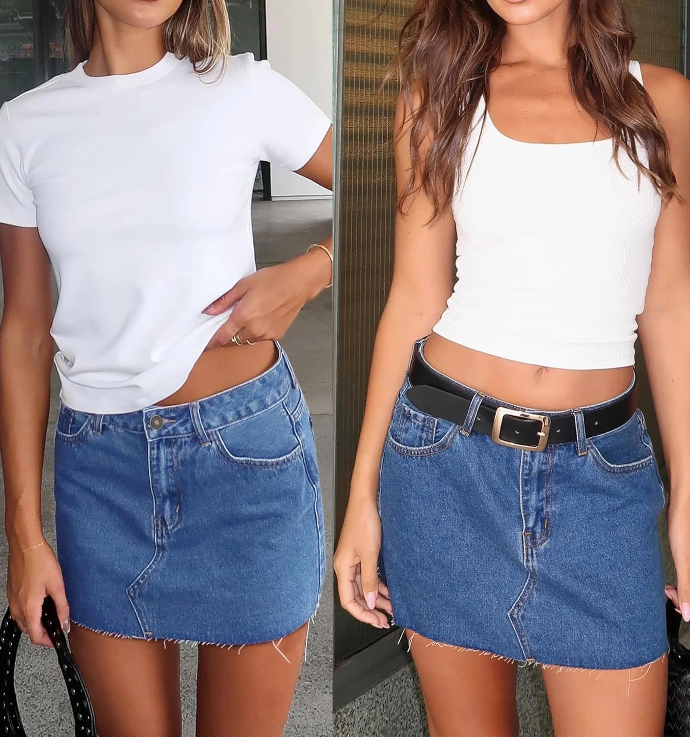 Denim Skort Skirts for Women Low Waisted Stretchy Mini Jean Skirt Casual Cute Going Out Skorts with Pockets Raw Hem