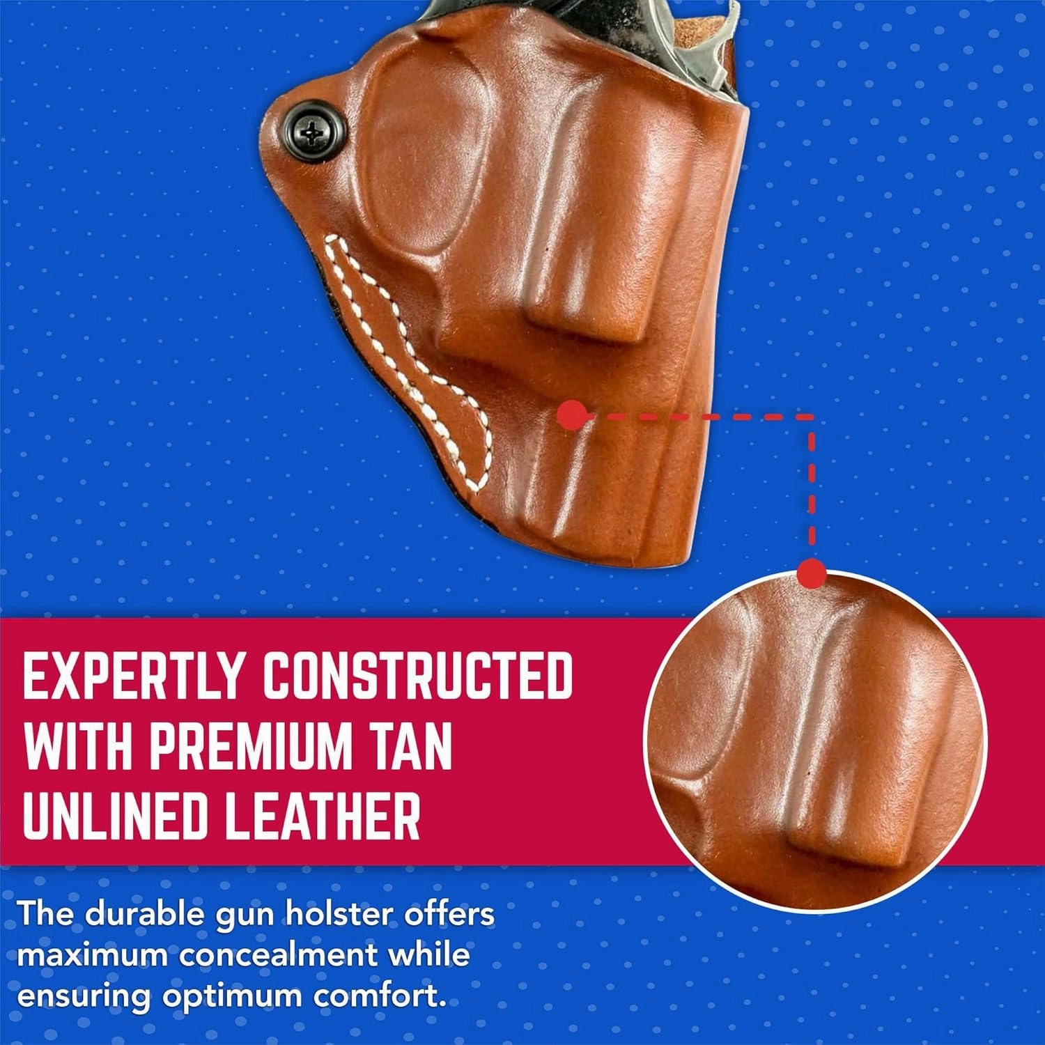 DeSantis Mini Scabbard OWB Holster - Holster OWB, Leather Pistol and Revolver Holster, Open Carry Gun Holster for Men & Women, Quick Draw, Discreet, Compact & Adjustable, Fits 1 3/4" Belt