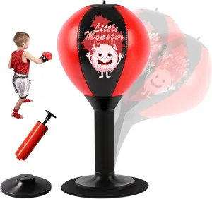 Desktop Punching Bag, Mini Desk Punching Bag with Strong Suction Cup & Pump, Stress Relief Boxing Bag, Portable Desk Speed Bag for Office Worker Adults Kids, Desktop Punching Bag