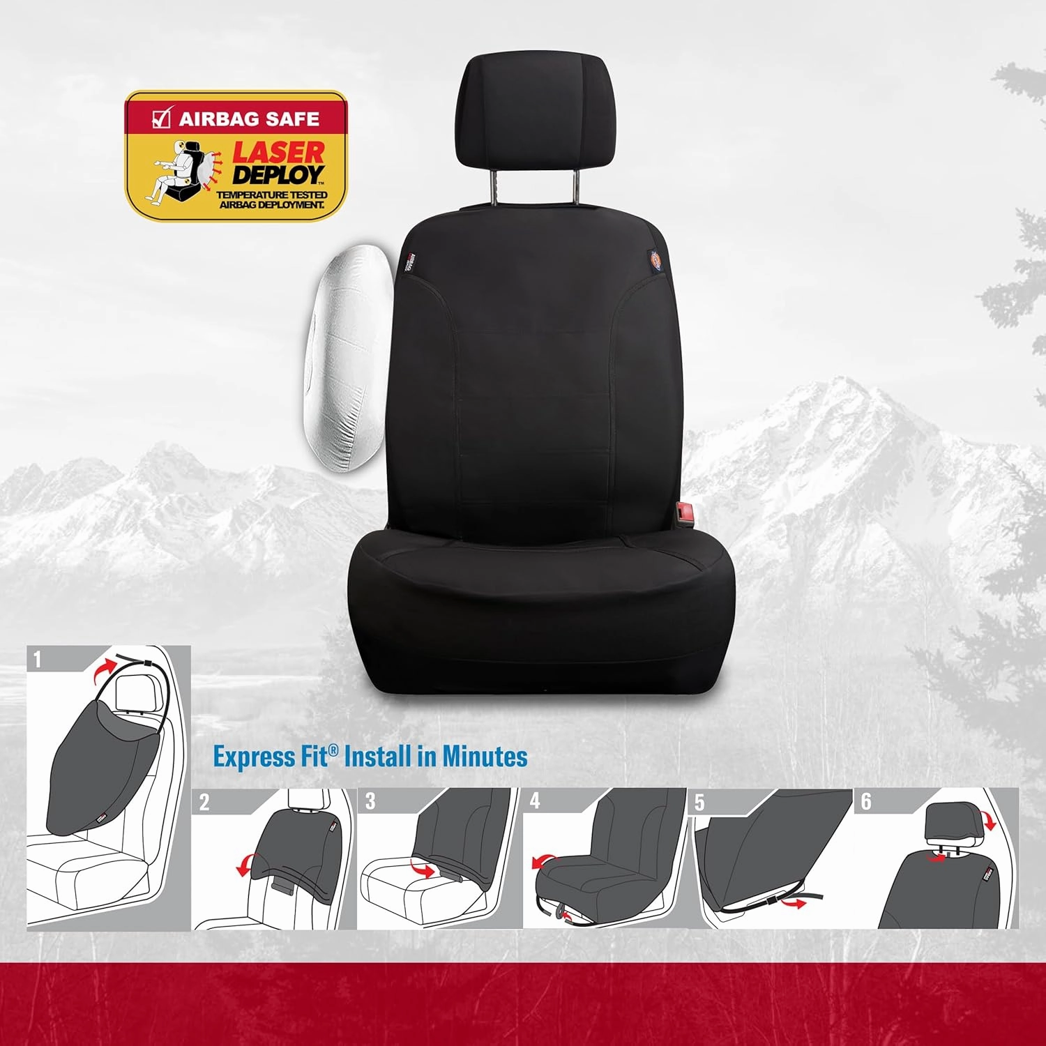 DICKIES 2-Piece Dual-Protection Seat Covers for Cars, SUVs — Black